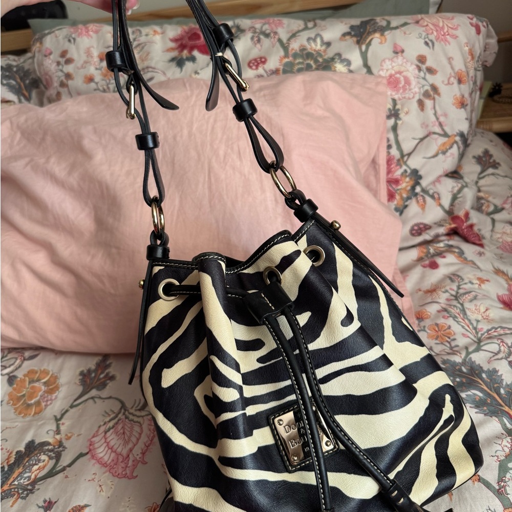 SOLD - Dooney & Bourke Zebra Print Bucket Bag